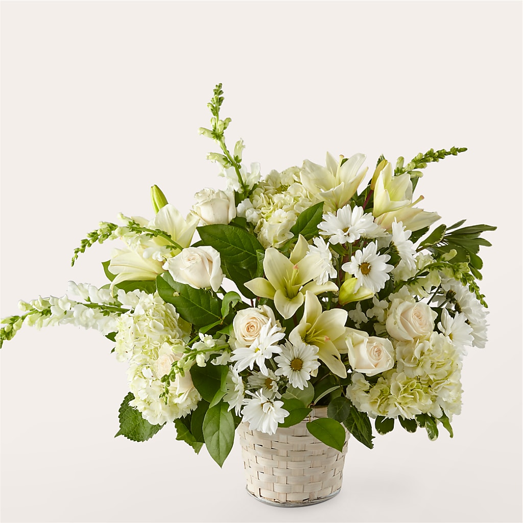 Ivory Elegance Floral Basket – Flora Ventures Llc, Newmarket NH