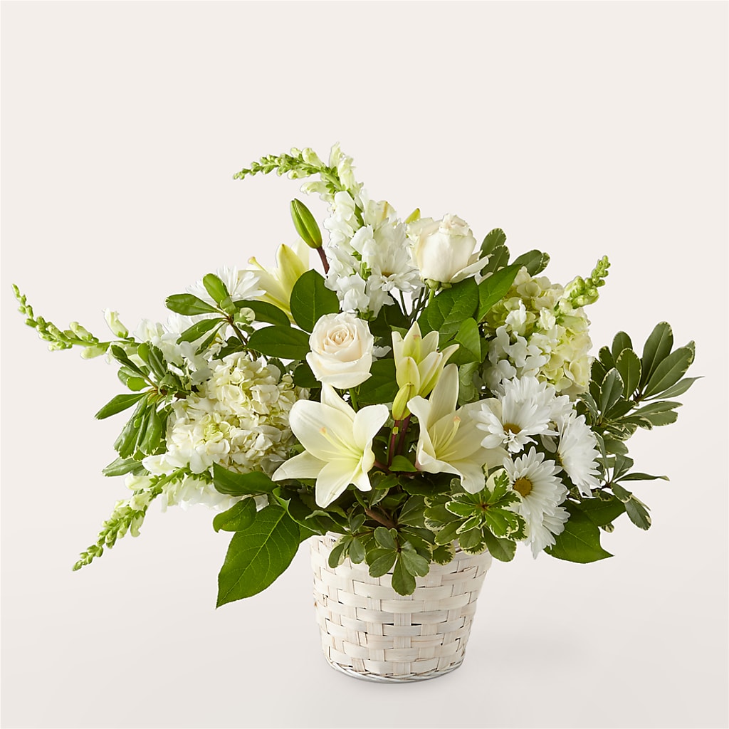 Ivory Elegance Floral Basket – Flora Ventures Llc, Newmarket NH