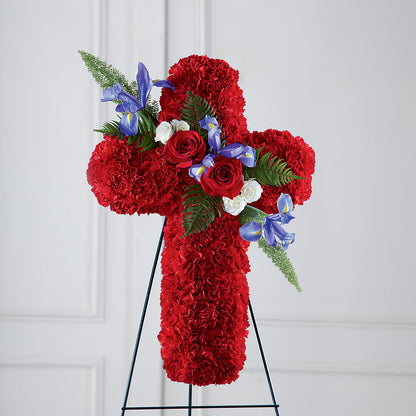 Faithful Hero Floral Cross –  Flora Ventures Llc, Newmarket NH