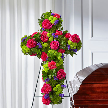 Tribute Rose Floral Cross –  Flora Ventures Llc, Newmarket NH