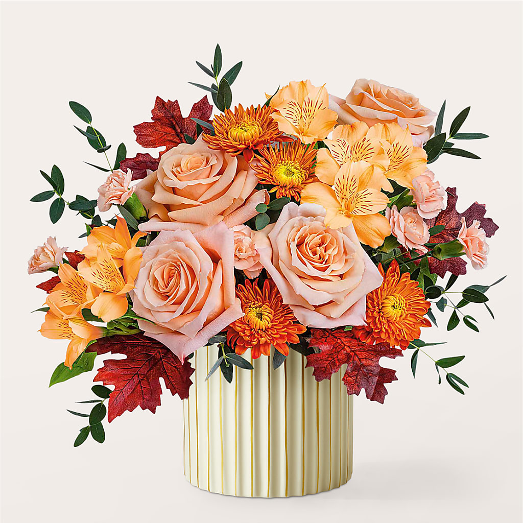 Spiced Latte Bouquet with Ivory Vase –  Flora Ventures Llc, Newmarket NH