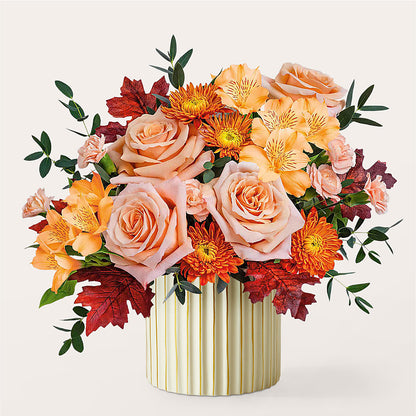 Spiced Latte Bouquet with Ivory Vase –  Flora Ventures Llc, Newmarket NH