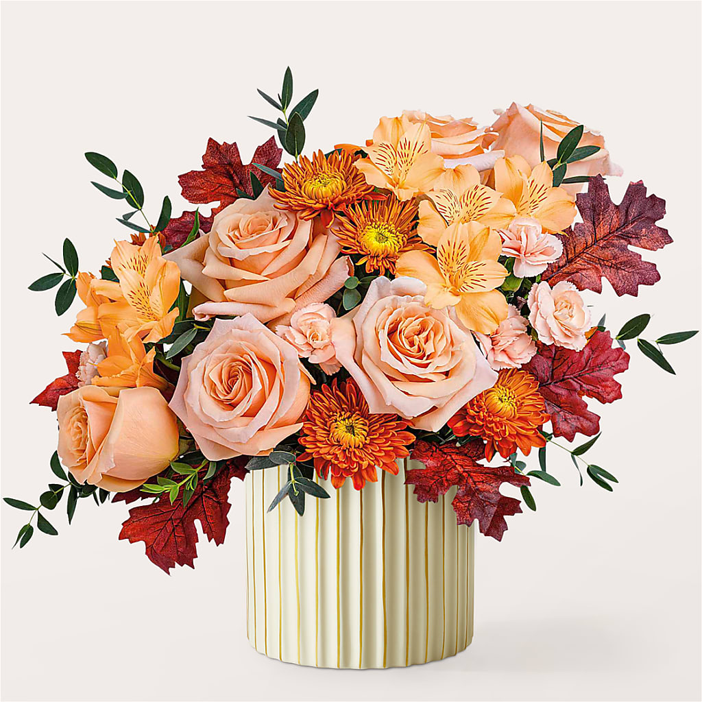 Spiced Latte Bouquet with Ivory Vase –  Flora Ventures Llc, Newmarket NH