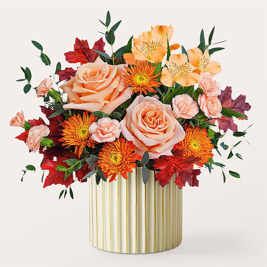 Spiced Latte Bouquet with Ivory Vase –  Flora Ventures Llc, Newmarket NH