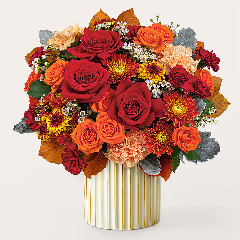 Merlot Bouquet with Ivory Vase –  Flora Ventures Llc, Newmarket NH